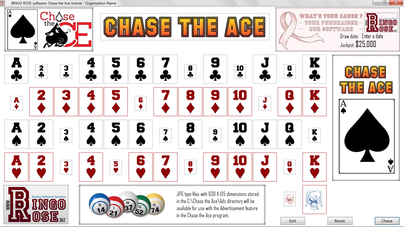 Chase the Ace main screen live cards are displayed in larger format